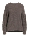 Cashmere Company Woman Sweater Khaki Size 6 Wool, Alpaca Wool In Beige