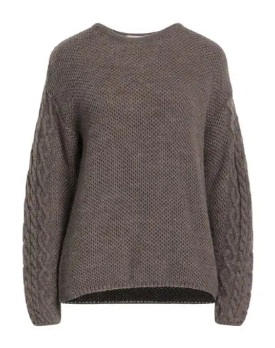Cashmere Company Woman Sweater Khaki Size 10 Wool, Alpaca Wool In Beige