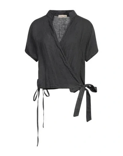 Cashmere Company Woman Top Lead Size 3 Linen In Grey
