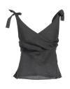Cashmere Company Woman Top Lead Size 3 Linen In Grey