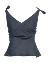 Cashmere Company Woman Top Navy Size 3 Linen In Navy