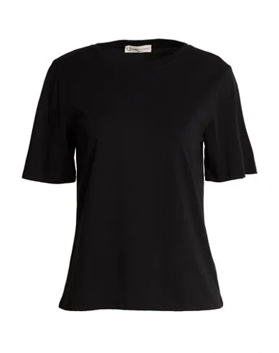 Cashmere Company Woman T-shirt Black Size 6 Cotton, Elastane