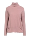 Cashmere Company Woman Turtleneck Antique Rose Size 12 Wool, Cashmere, Nylon, Elastane