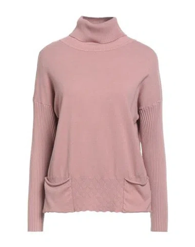 Cashmere Company Woman Turtleneck Antique Rose Size 12 Wool, Cashmere, Nylon, Elastane