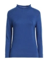 Cashmere Company Woman Turtleneck Blue Size 12 Wool, Cashmere