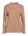 Cashmere Company Woman Turtleneck Camel Size 6 Wool, Cashmere In Beige