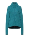 Cashmere Company Woman Turtleneck Deep Jade Size 10 Wool In Green