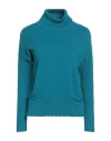 Cashmere Company Woman Turtleneck Deep Teal Size 4 Wool, Cashmere, Nylon, Elastane In Green