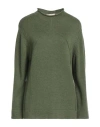 Cashmere Company Woman Turtleneck Green Size 14 Wool, Cashmere