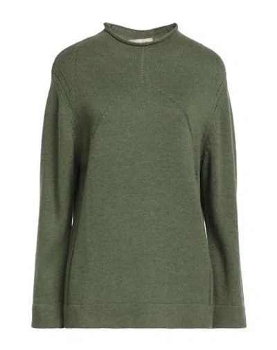 Cashmere Company Woman Turtleneck Green Size 14 Wool, Cashmere In Multi