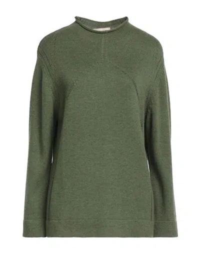Cashmere Company Woman Turtleneck Green Size 14 Wool, Cashmere In Green