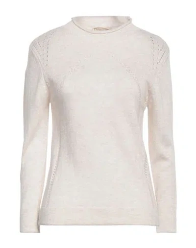 Cashmere Company Woman Turtleneck Ivory Size 12 Wool, Cashmere In White