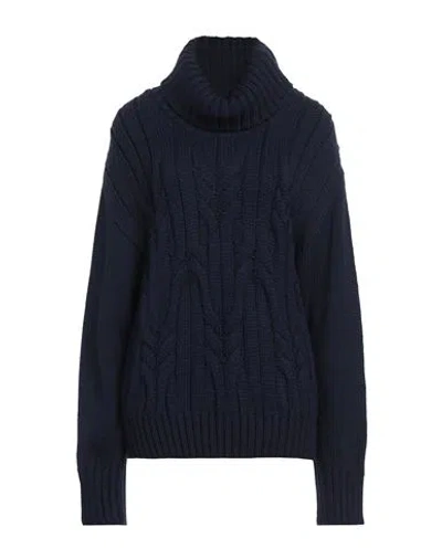 Cashmere Company Woman Turtleneck Midnight Blue Size 14 Wool In Blue