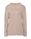 Cashmere Company Woman Turtleneck Sand Size 8 Wool, Cashmere In Beige