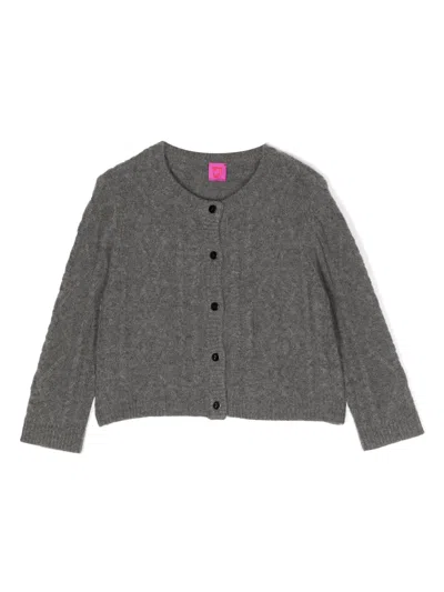 Cashmere In Love Kids' Alaska Cable-knit Mini Cardigan In Grey