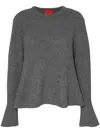 Cashmere In Love Flared Knitted Jumper In Grey