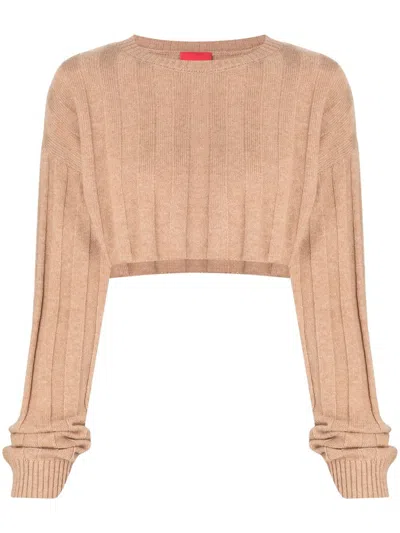 Cashmere In Love Remy Cropped Jumper In Brown