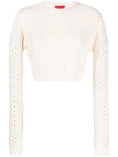 Cashmere In Love Ria Crochet-knit Jumper In Weiss