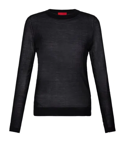 Cashmere In Love Silk Sheer Dora Sweater In Black