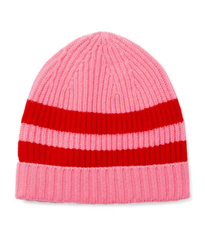 Cashmere In Love Striped Bibi Beanie In Pink