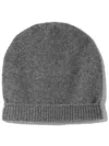 Cashmere In Love Turn-up Hem Cashmere Beanie In Grey