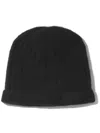Cashmere In Love Turn-up Hem Cashmere Beanie In Schwarz