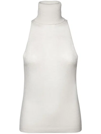 Cashmere In Love Turtleneck Sleeveless Top In Weiss