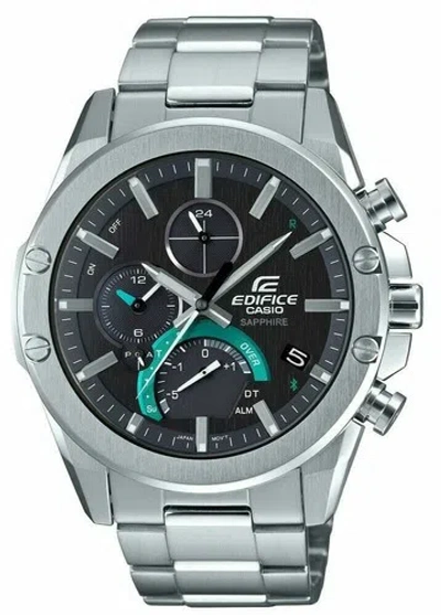 Pre-owned Casio 2019  Watch Edifice Smartphone Link Eqb-1000yd-1ajf Men's Silver