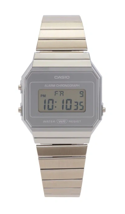 Casio A700 Series Watch In Metallic Silver