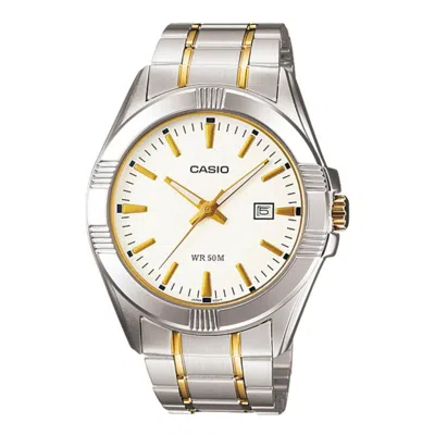 Casio Analog Watch 'white Gold Silver' In Metallic