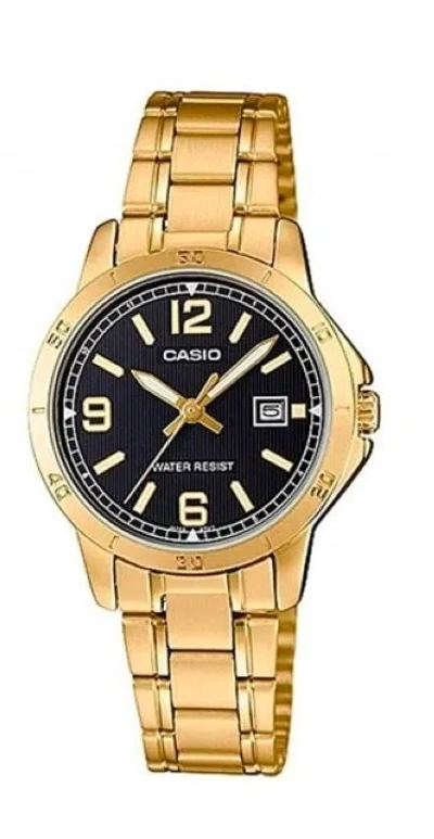 Casio & Vintage Casio Ltp-v004g-1budf Women's Gold-tone Analog Watch – Black Dial