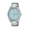 CASIO & VINTAGE CASIO MTP-1302PE-2AVEF MEN'S WATCH - TURQUOISE DIAL, STAINLESS STEEL CASE, LEATHER STRAP