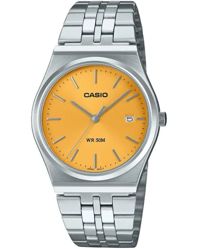 Casio & Vintage Casio Mtp-b145d-9avef Men's Analog Watch – Yellow Dial With Stainless Steel Bracelet