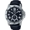 CASIO & VINTAGE CASIO MTP-VD200L-1BUDF MEN'S BLACK DIAL LEATHER STRAP WATCH