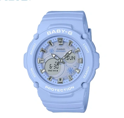 Pre-owned Casio Baby-g Bga-270fl-2a Blue Resin Band Women Watch