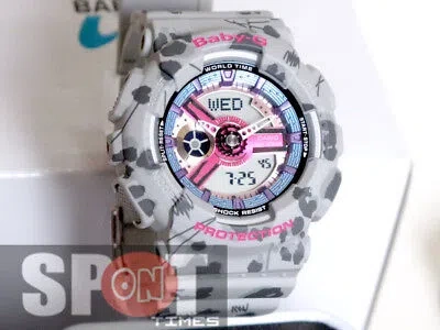 Pre-owned Casio Baby-g Flower Leopard Ladies Watch Ba-110fl-8a