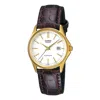 Casio Belt Water Resistant Whitedial Plate Black Belt Quartz Waterproof White Dialblack Strap Whiteb In Brown