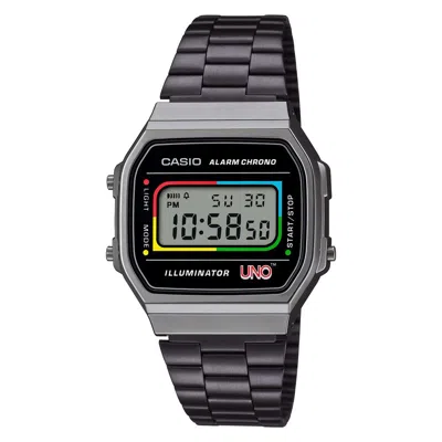 Casio Stainless Steel Digital Watch In Black