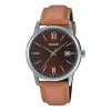 Casio Caiso Dress Series Casual Minimalistic Classic Waterproof In Brown