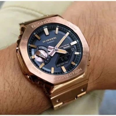 Pre-owned Casio Ak G-shock Gm-b2100gd-5a Full Metal Rose Gold Bluetooth Solar