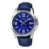 Casio Casual Leather Band Date Men's Sports Mens Blue Analog