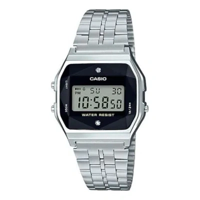 Casio Classical Vintage Waterproof Black/ Unisex Mens Silver Digital