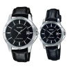 Casio Couple Quartz Waterproof Unisex Mens Black Analog In Metallic