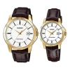 Casio Couple Quartz Waterproof White Analog In Gold