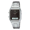 Casio Couple Waterproof Mens Black Analog/digital Combo In Metallic
