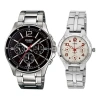 Casio Couple Waterproof Stainless Steel Strap Silverwhite Analog In Metallic