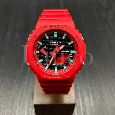 Pre-owned Casio Custom Made Watch Ga2100-4a G-shock  Waffle Black Dial Tf Green Scale Ring