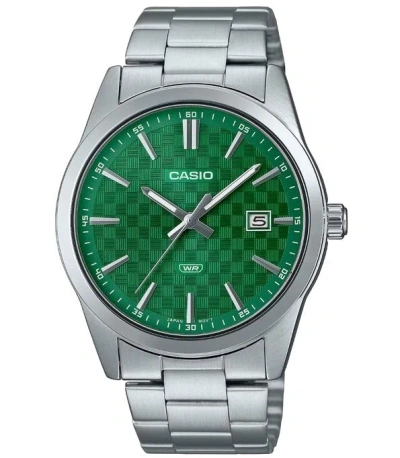 Casio Date Carbon Look Dial - Green In Metallic