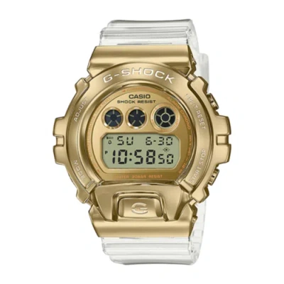 Pre-owned Casio Digital Sport Quartz Men's G-shock Gold Dial White Band Watch Gm-6900g-9dr