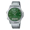 Casio Dress Classic Business Analog-digital Watch 'silver Green' In Metallic